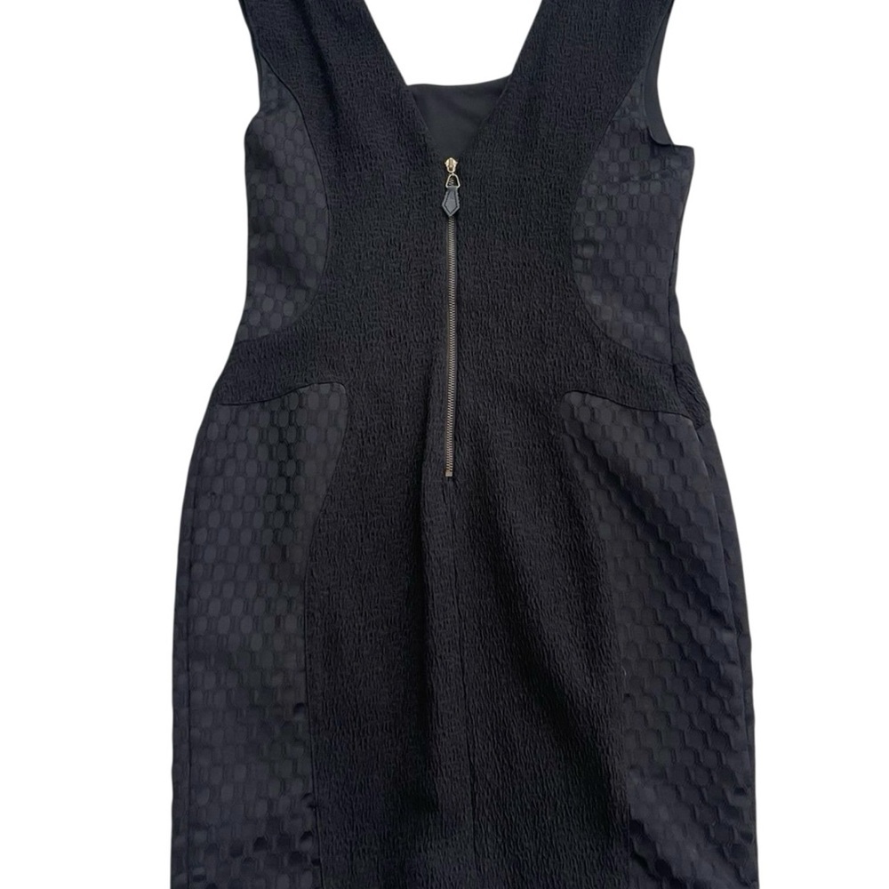 Zara Black Textured Panel Sheath Medium Dress Minimalist Modern Workwear - Picture 3 of 6